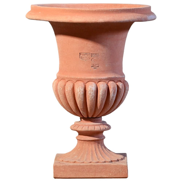 Klassischer Impruneta Terracotta Pokal im Medici-Stil – schlicht, elegant und frostfest